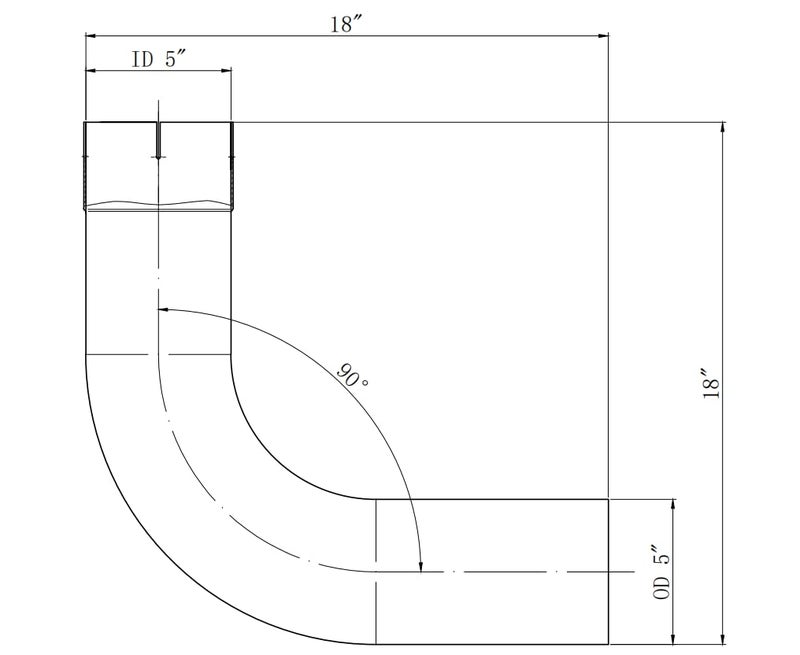 TBOZZ EXHAUST ELBOW, 5 inch, 90 degree,18 inch length - Image 5